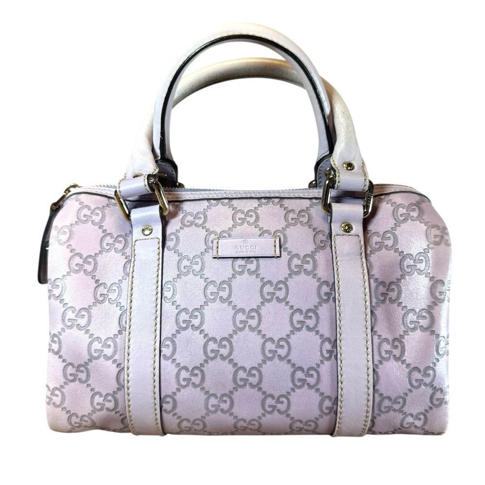 GUCCI Light Purple Guccisima Leather Mini Boston Bag Auth